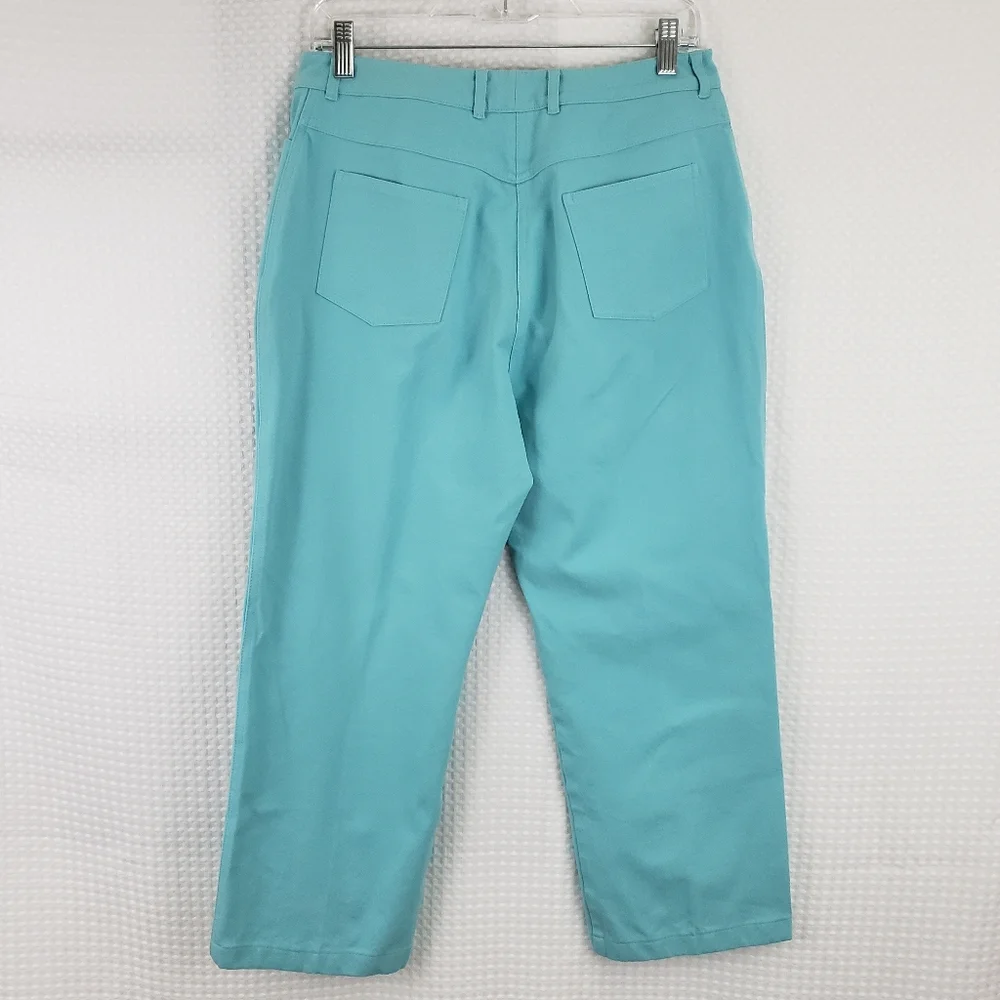 St John Sport by Marie Gray Crop Jeans Aqua Blue size 10 Stretch